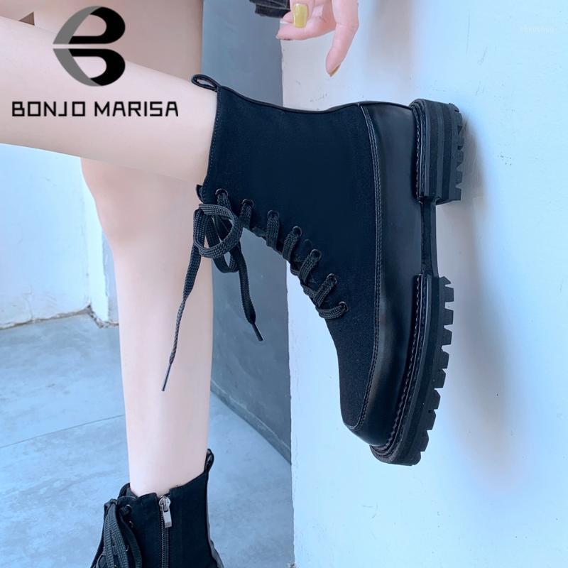 

BONJOMARISA Ins Hot Female Cool Autumn Ankle Boots shoes lace Chunky Heel Boots Women 2020 Platform Brand Designer Shoes Woman1, Black
