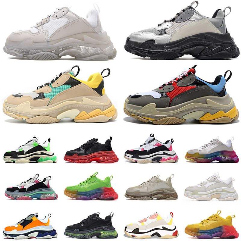

new triple s men women designer casual dad shoes vintage platform sneakers black paris 17FW luxuries tennis flat trainers jogging walking, A1 triple white 36-45