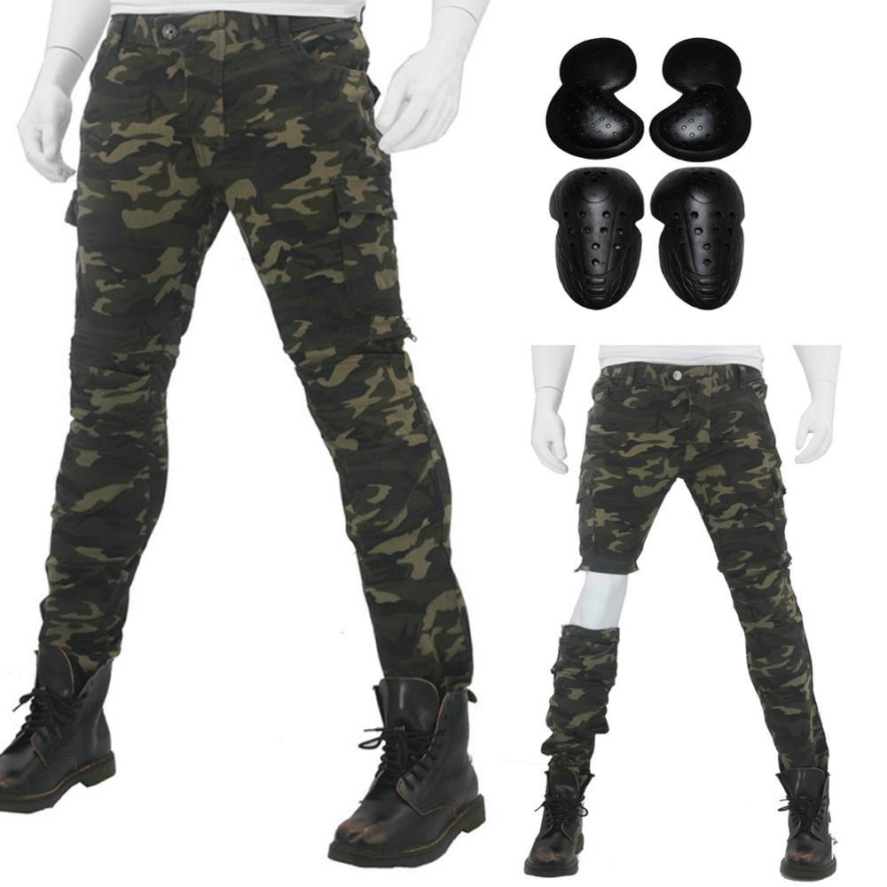 

2021 New Camouflage Motorcycle Riding Jeans Split Anti-fall Locomotive Knight Armor Pants for 4 Seasons with Upgrade Knee Hip Pads L1i2