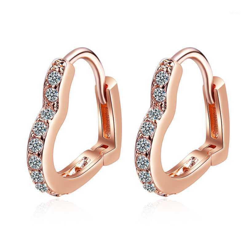 

JYouHF classic 925 sterling silver heart shaped crystal hoop earrings for women white/rose gold color earring wedding jewelry1