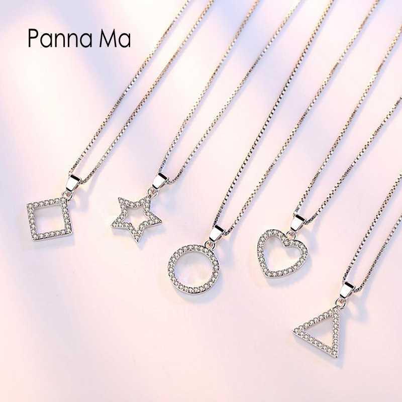 

Pendant Necklaces Panna Ma 5 Styles Star Heart Circle Hollow Necklace Zirconia Silver Female Party Jewelry Gift For Women Bijoux1
