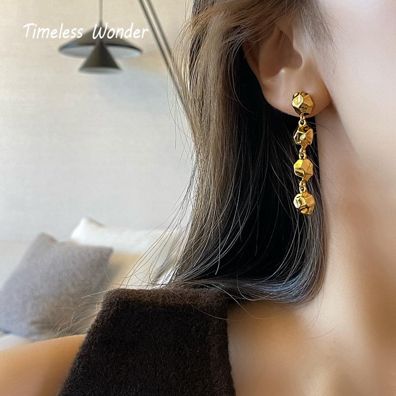 

Timeless Wonder Brass Geo Tiered Statement Drop Earrings Women Jewelry Designer Punk Goth Boho Trendy Rare Kpop Dangle Ins 2616