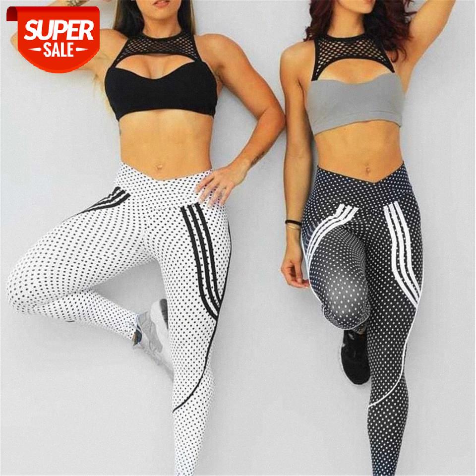 

2 Styles Women Spot Printing Outdoor Sporting High Waist Leggings New Style Sportswear Elastic Force Slim Leggings For Ladies #jL73, Black;white