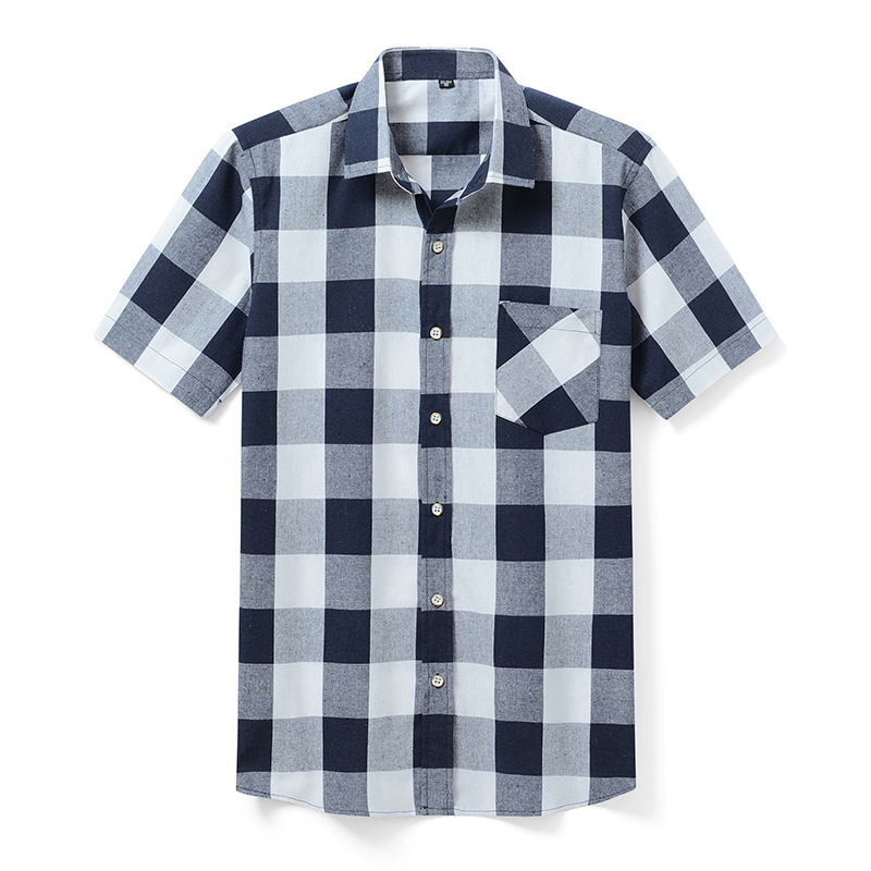 

2021 Brand Men New Plaid Student Men's Summer Short-sleeved Casual Shirt Gtoh, 3lm-ldbl-k-73
