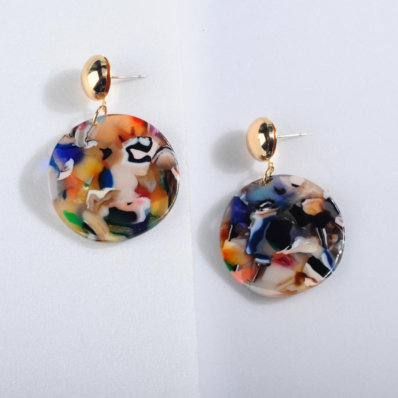 

Big Round Circle Colorful Acrylic Earring For Women Personality Geometric Acetate Drop Dangle Earring Jewelry Accessories