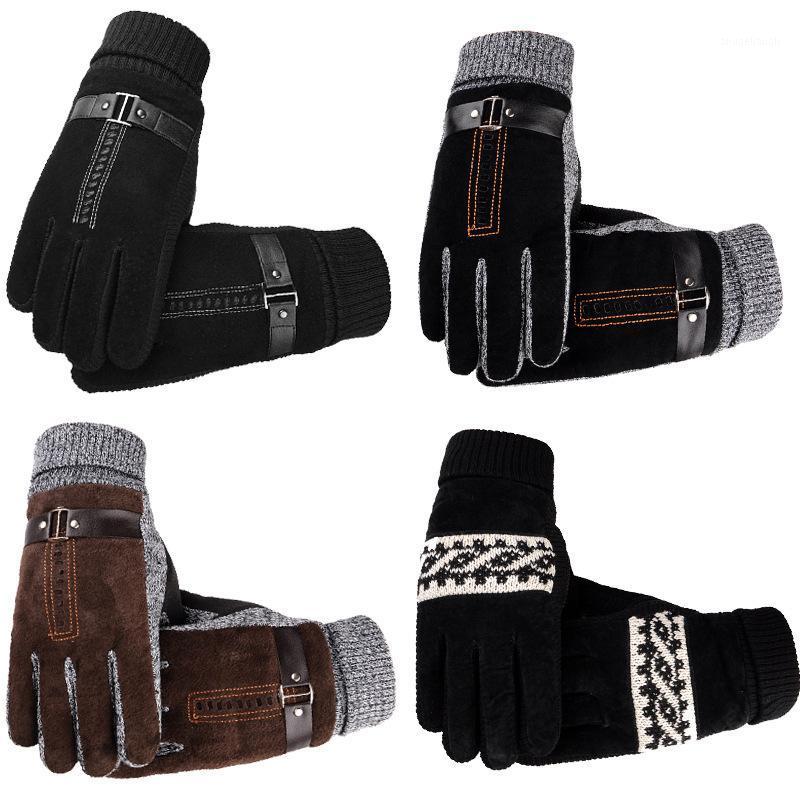 

7 Winter Men'S And Women'S Leather Plus Velvet Thickening Ski Gloves Warm Touch Screen Anti-Skid Windproof Wear Comfortable1, Black