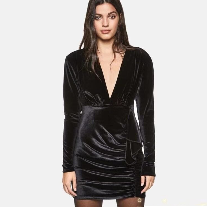 

2021 New Autumn Winter Women Veet High Waist Drawstring Sexy Ladies Solid Slim Long Sleeves Elegant V-neck Outfits 7hgi