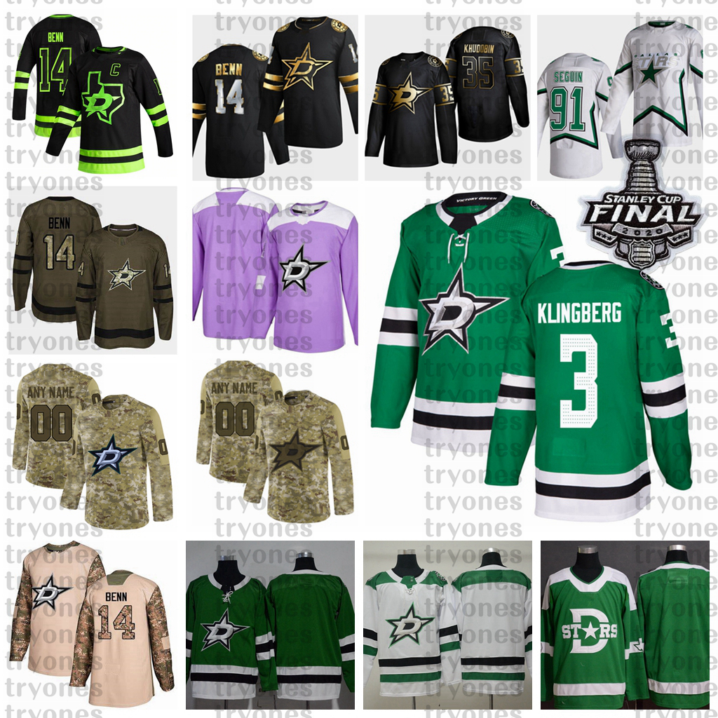 

2021 Reverse Retro Customize #3 John Klingberg Dallas Stars Hockey Jersey Stanley Cup Golden Edition Camo Veterans Day Fights Cancer Shirt, Multi