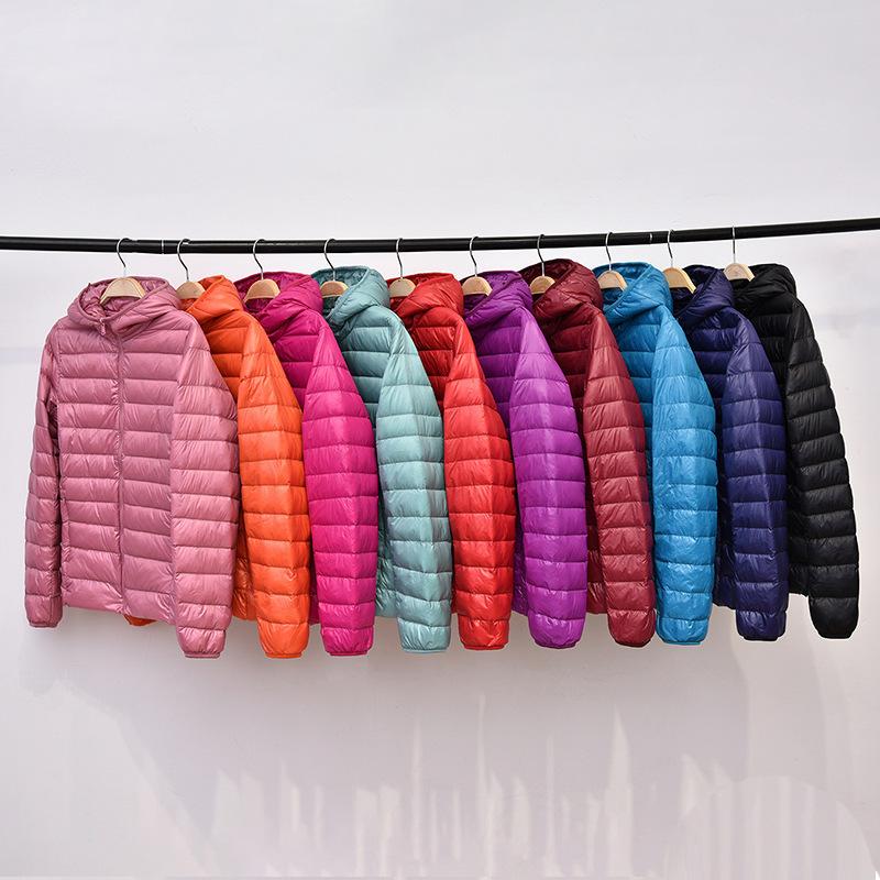 

Autumn Winter Women Ultra Light Down Jacket White Duck Down Hooded Overcoat Long Sleeve Warm Coat Parka Female Portable Outwear, Light purple