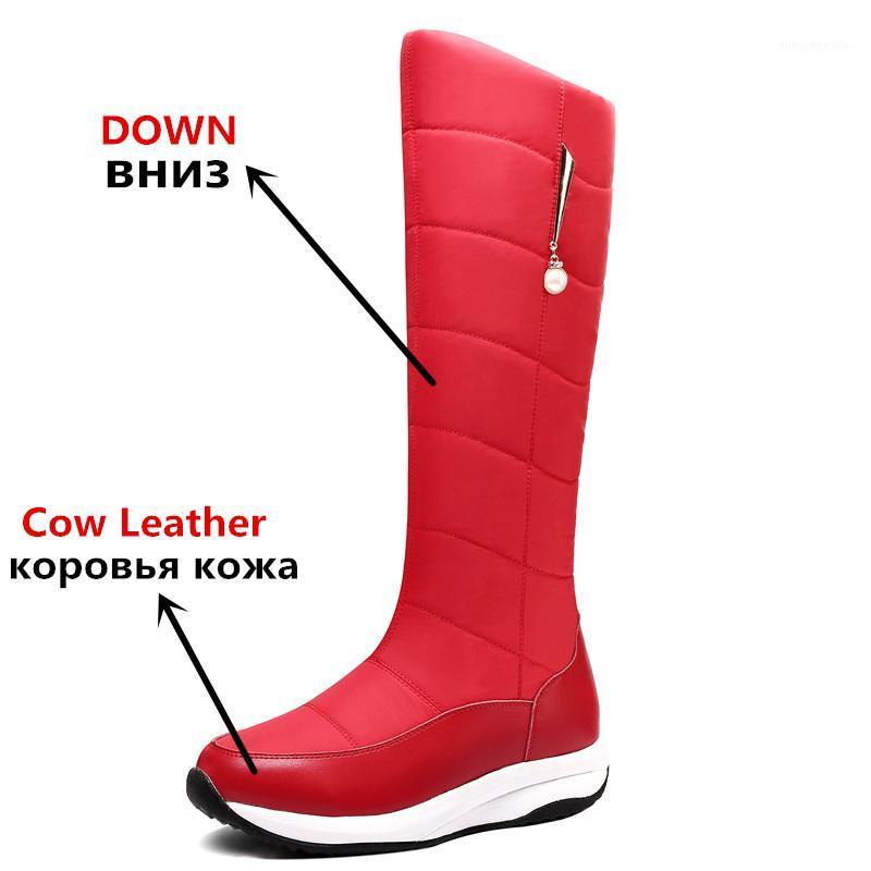 

Fanyuan Winter Genuine leather boots women warm snow boots female keep warm fur down mid calf winter platform shoes1, White