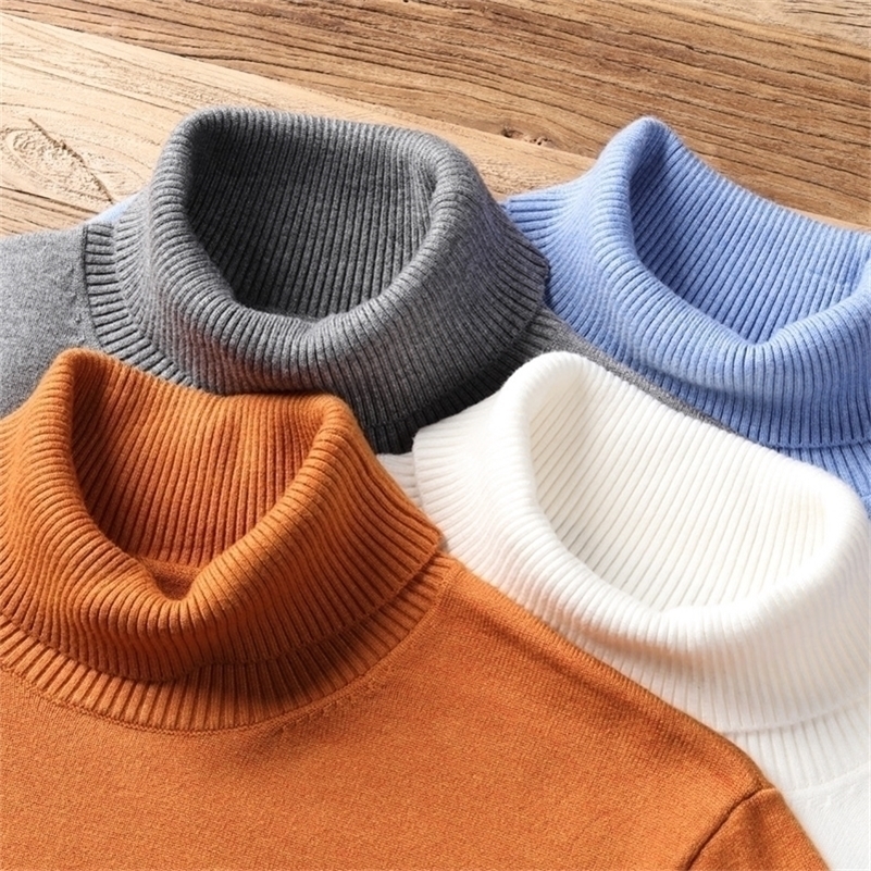 

New Autumn Winter Men's Warm Turtleneck Sweater High Quality Fashion Casual Comfortable Pullover Thick Sweater Male Brand 201201, Sky blue