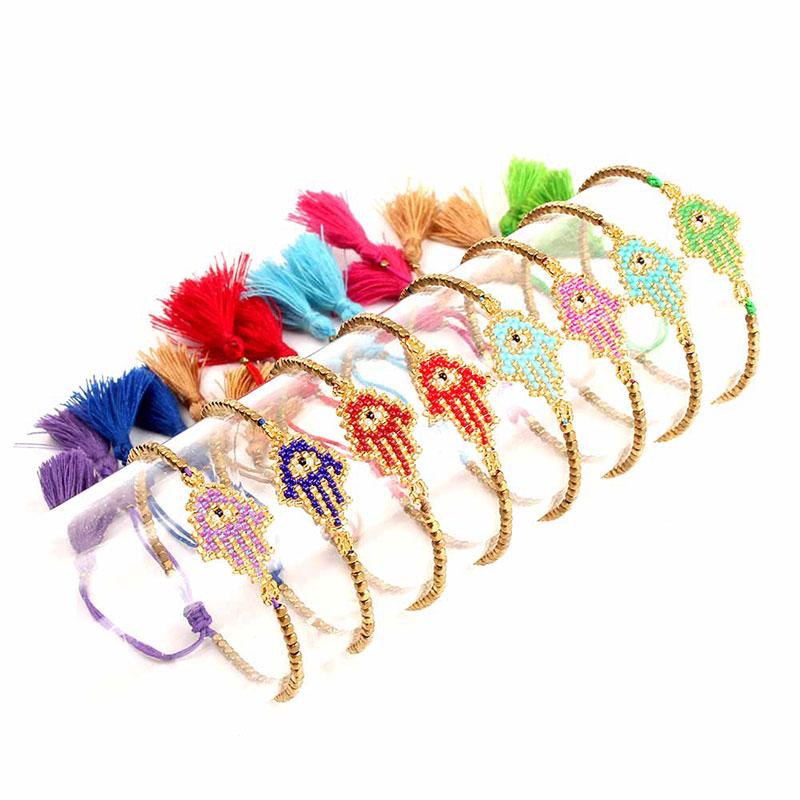 

Charm Bracelets Balibali Lucky Hamsa Hand Bracelet 2021 Evil Eye MIYUKI Fatima Seed Beads Handmade Woven Women Tassel Adjustable
