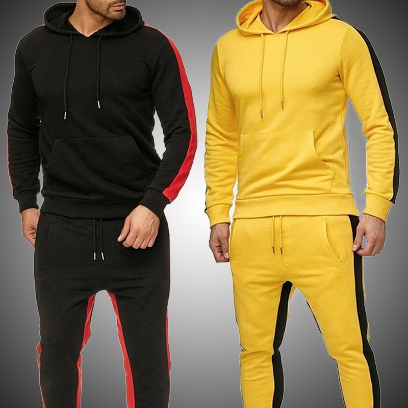 Men's Fashion Long Sleeve Tracksuits Sets Men Winter Casual Hooded Sportswear Set Male Hoodies Pants Sweatshirt Sports Suit 201118
