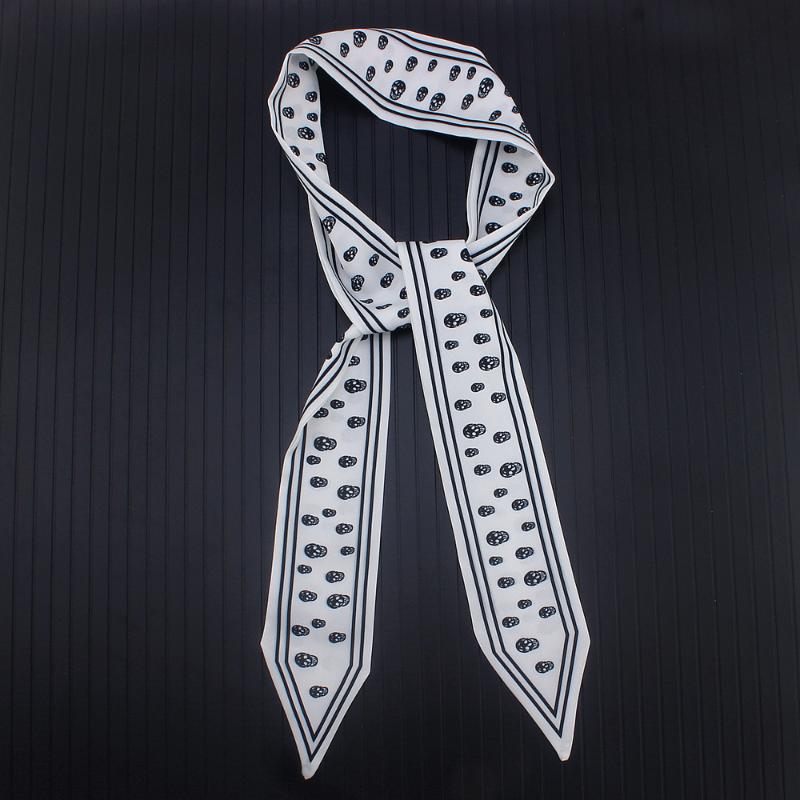 

120*5cm Tie Bag Handle Silk Scarf Small Ribbon Twill Weave Silk Skull Skull Necklace All-match Scarf Small Neckerchief