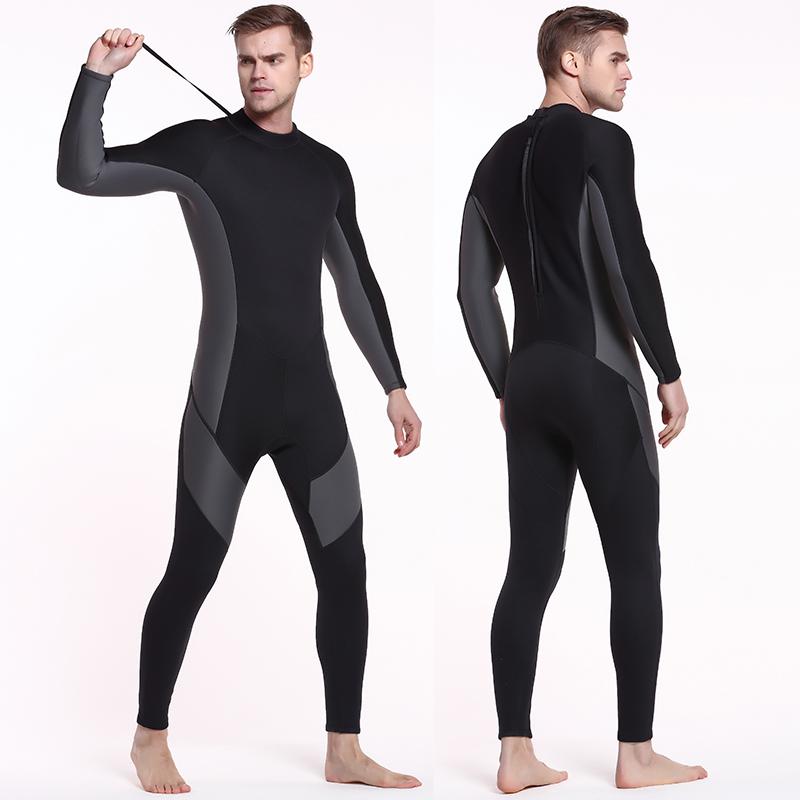 

Wetsuit Men Full Suit, Long Sleeve Mens Wetsuit for Scuba Diving Surf Snorkeling, Neoprene Wet Suit Men in 3mm Black/Grey Youth