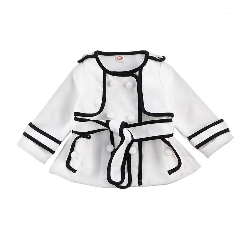 

Toddler Girls Trench Coat, Casual Long Sleeve Double Breasted Windbreaker Fall Clothes Fashion Striped Coats for 6M-5T Kids1, White