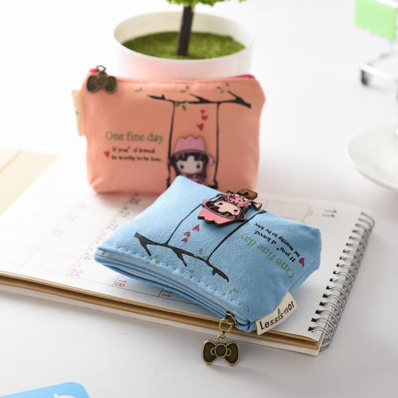 

Cartoon Printing Coin Purse Canvas Bags Holder Small Zipper Wallet Card Key Case Purse Money Clip Storage Bags