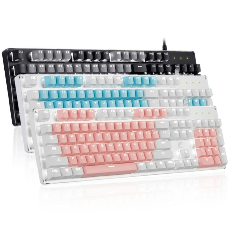 

Set With White Backlight USB Wired Gaming Mechanical Keyboard Mouse Combo For PC Gamer Mechanical Blue Switch 104Keys Keyboard