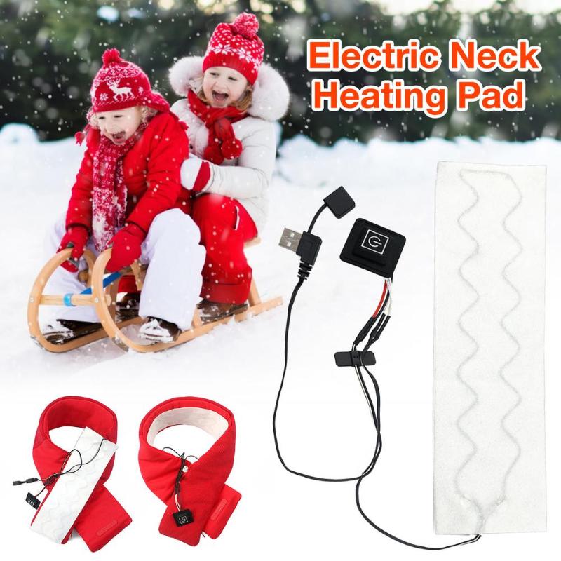 

Winter Electric Heating Scarf USB Charging Adjustable Temperature Electric Neck Heating Pad Waterproof Foldable Bib Scarf Heater, White