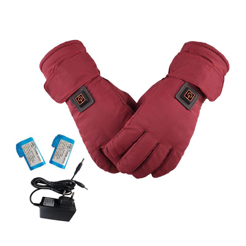 

Winter Electric Heated Gloves Powered Rechargeable Waterproof Touch Screen Motorcycle Cycling Skiing Heating Gloves Warmer Warm, Us plug
