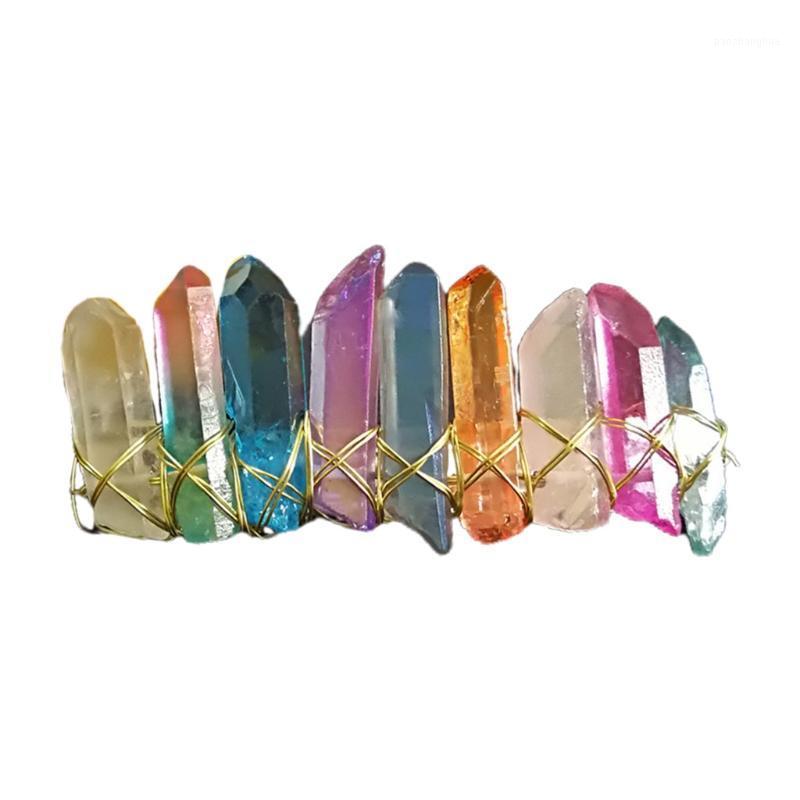 

Women Classical French Spring Clip Rainbow Colorful Raw Crystal Quartz Hair Barrette Natural Stone Wedding Bridal Hairpin Clips & Barrettes, Golden;silver