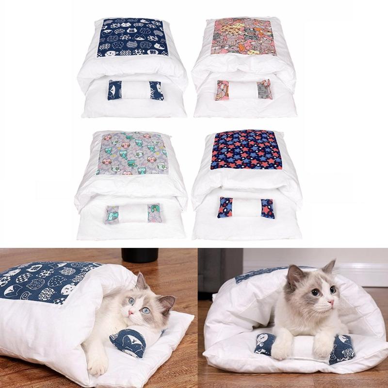 

Removable Cat Dogs Bed Winter Warm Kitten House Cats Sleeping Bag Kennel Soft Breathable Safety Puppy Bed House Pet Supplies