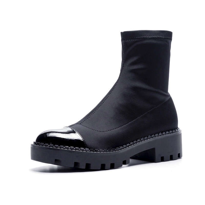

Women Sock Boots Ladies Black Ankle Boots Female Spring Summer Fashion Western Thick Sole Platform Shoes Sexy Footwear #VU97