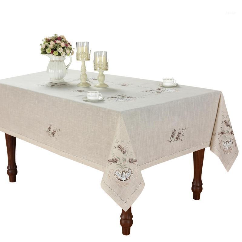 

Camellia Casa] Elegant Hemstitch Tulip Tablecloth,Specially Treated Polyester,Linen Look & Washable, Square/Rectangle, Banquets1, White