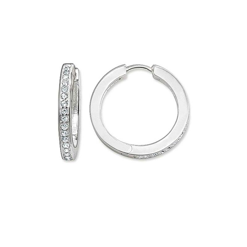 

Hoop & Huggie White Black Creole Earring For Women Style 925 Sterling Silver Round Fashion Ear Jewelry Accessories Gift Super Deal