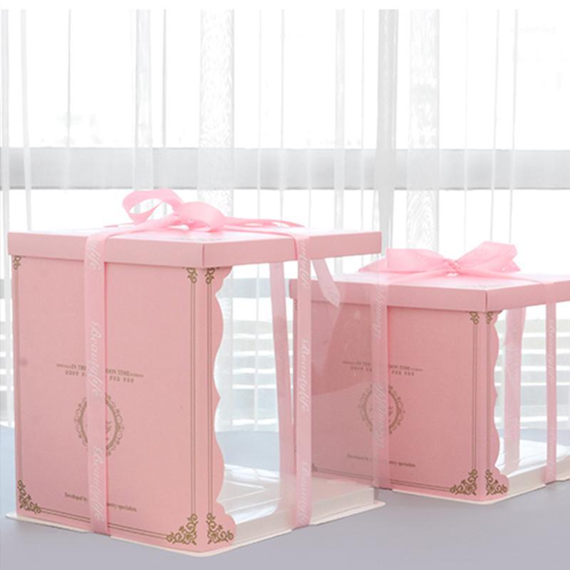 

New Plastic custom box Cake box packaging Custom Size Recycled Materials Square PET Tall Translucent gift cake1