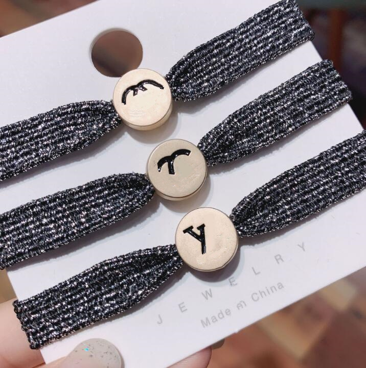 

Wholesale New style classic fashion mark headdress letter print hair ring hair rope durable high elastic rubber band simple personality gift, Pink