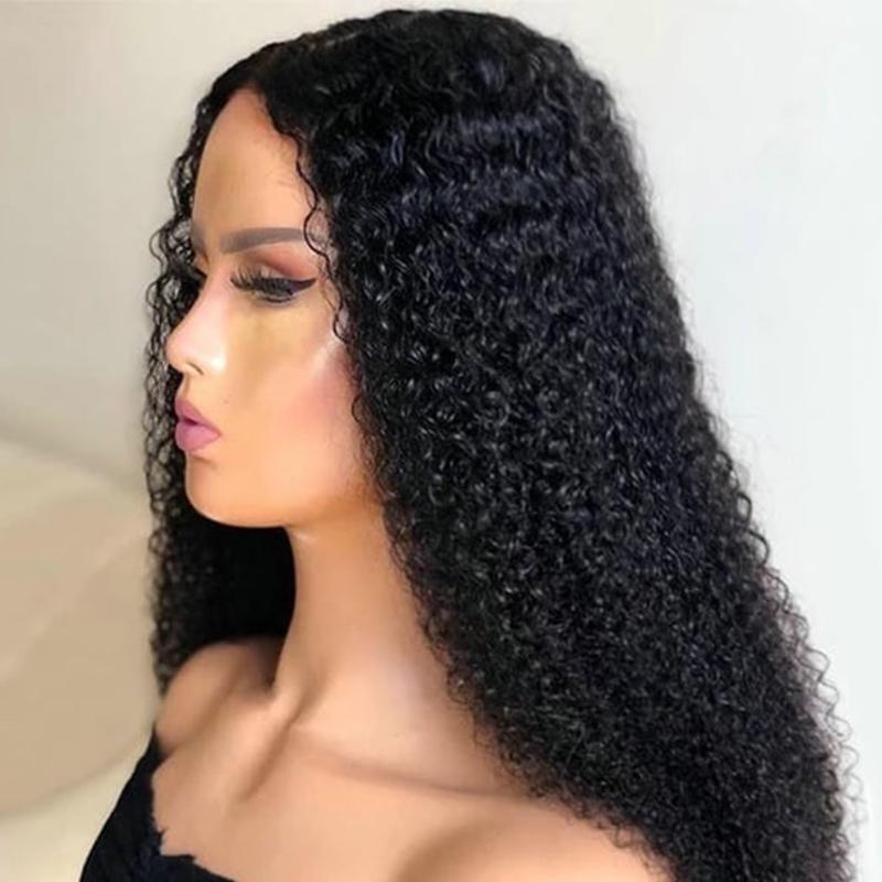 

Kinky Curly Wig 13x4 Lace Front Human Hair Wigs For Black Women Pre Plucked With Hairline Bleached Knots with baby hair Wig JKO, As pic