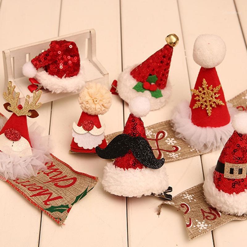 

Christmas Decorations 10pcs Hair Clip Adult Kids Headband Accessories Sequins Hat Hairpin Cartoon Card Dress Headdress