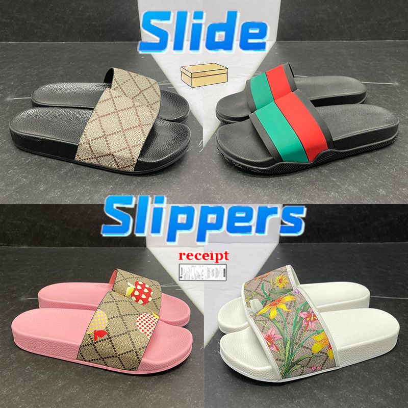 

With Box Men Women Slides Leather Slippers Stripe Slide Shoes Bloom Rubber Black Interlocking G Mens Web Sandals Matelasse Red White Sneakers, Bubble wrap packaging