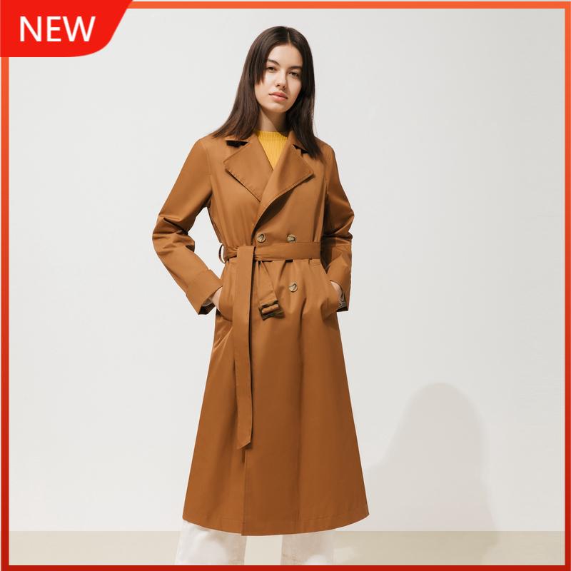 

Me&city Long Women Coat outerwear clothing high quality Office Lady Coat fashion Slim Elegant Windbreaker, Dark brown