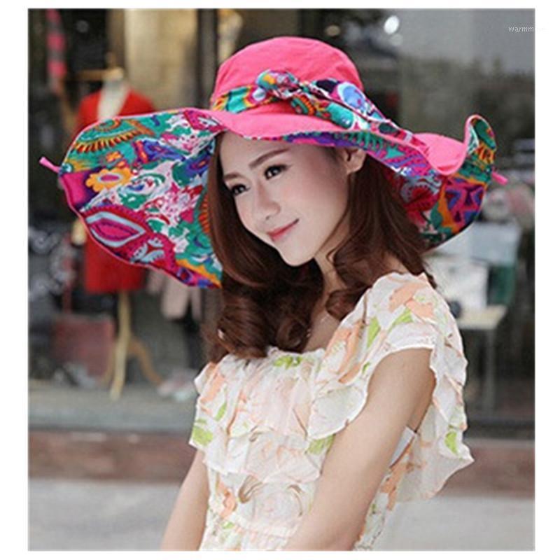 

Womens Fashion Reversible Foldable Floppy Bowknot Sun Hat Travel Beach Wide Large Brim Cap Two Sides Can Wear UV Protection1, Khaki
