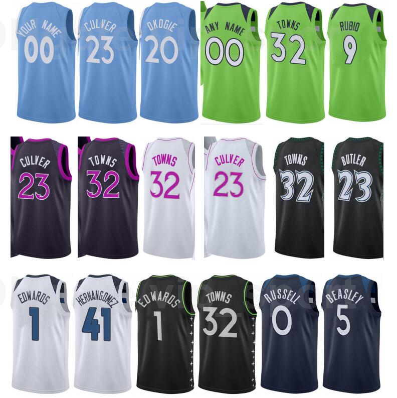 

Print Basketball City Earned Edition D Angelo RUSSELL Jersey 0 Jarrett Culver 23 Karl Anthony Towns 32 Anthony Edwards 1 Malik Beasley 5, Navy blue