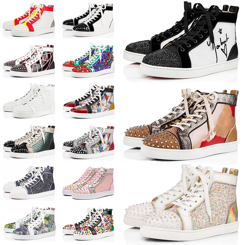 

With Box Red Bottoms Mens Womens Spikes Luxurys Designers Sneakers Casual Platform shoes tripler black white trainers fashion bottom boots