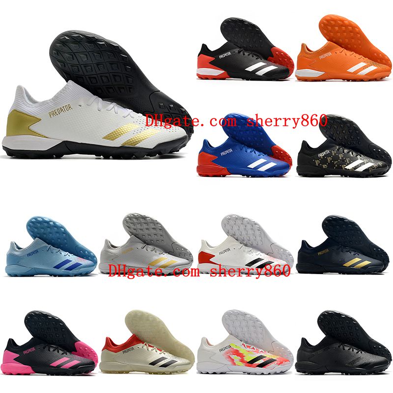 

2021 quality mens soccer shoes PREDATOR 20.3 L TF cleats turf football boots sneakers scarpe da calcio Breathable, White;red