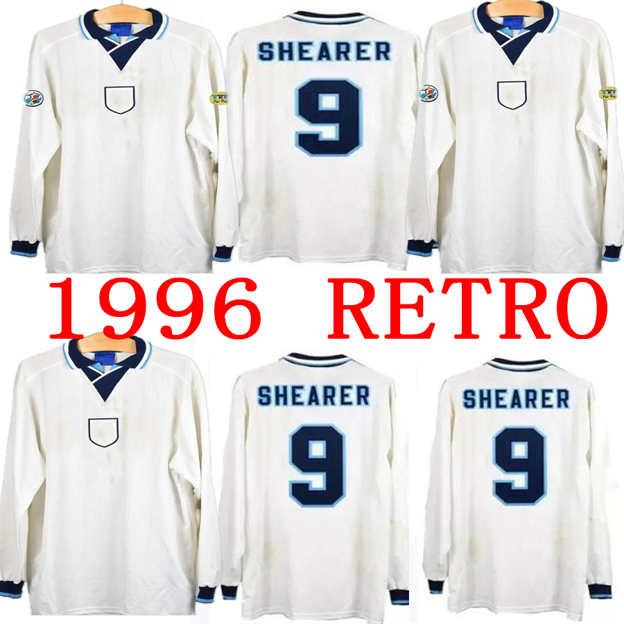 

19986 Retro GASCOIGNE Home Soccer Jerseys 96 World Cup vintage classic longsleeve BECKHAM SHEARER SHERINGHAM OWEN SCHOLES Football shirt, Red