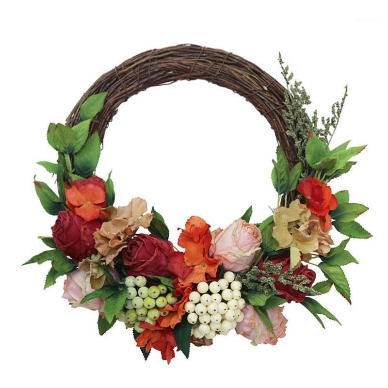 

Artificial Rose Flower Wreath Front Door Wreath for Home Party Indoor Outdoor Window Wall Wedding Party Decoration1, As shown