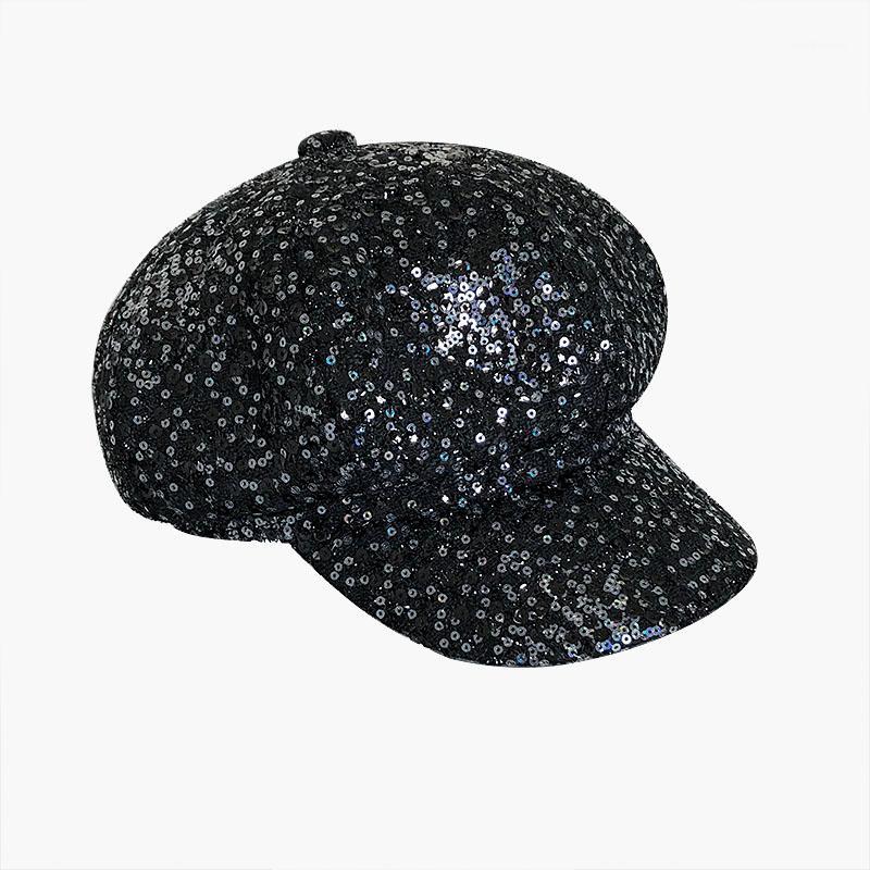 

Auutmn Winter Hat for Women Sequins Plain Octagonal Newsboy Cap Men Ladies Casual Wool Hat Beret Women Adjustable Cap BLM2831, White