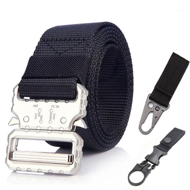 

Men's Outdoor Tactical Belts Nylon Waist Belt Metal Buckle Adjustable Heavy Duty Training Belt Army Hunting Accessories1, A army geen