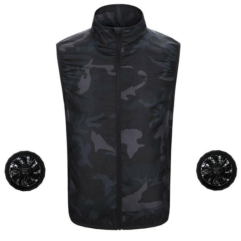 

Men Summer Air Conditioning Clothes Outdoor Waterproof Vest Cooling Camouflage Hiking Vest USB Fan Cooling Hunting Fishing, Fan and usb cable