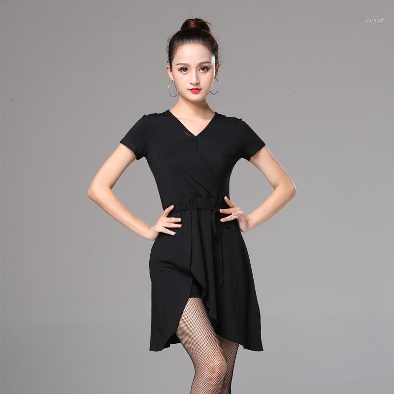 

Latin Dance Dress Training Female Adult Modern Ballroom Performance Stage Wear1, Black long sleeve