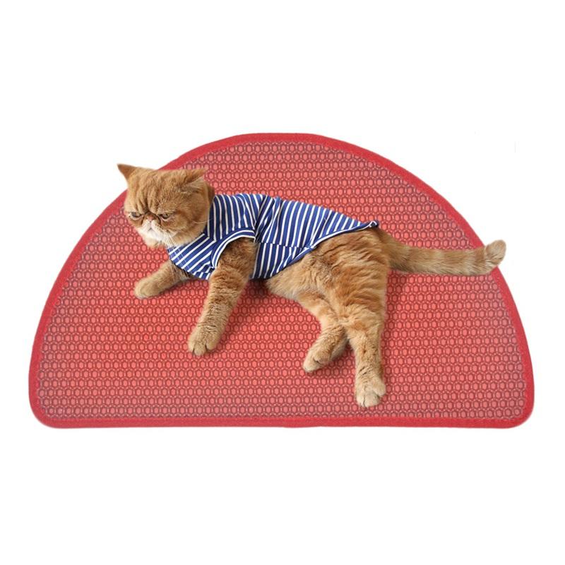 

Cat litter mat Pet Environmental Litter Mat Easy to Clean Scatter Control Protection EVA Double Semi-circular