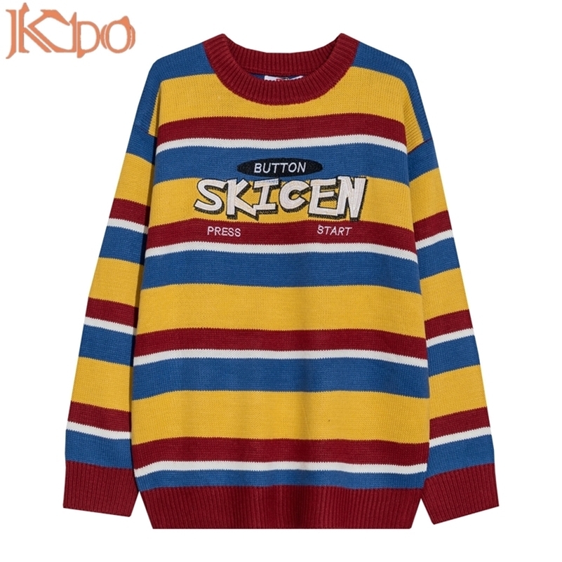 

Men Sweater Winter Casual Strip Pullovers Soft Comfortable Long Sleeve O Neck Top Letter Embroidery Fashion  XXL Boy Clothes 201104, Gray