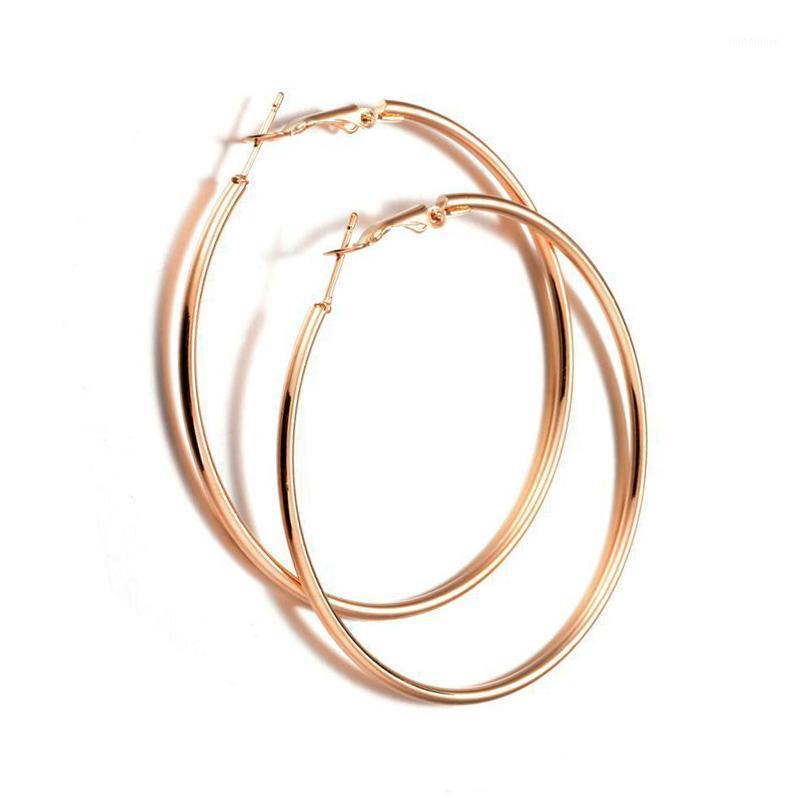 

KobitAce 2020 Top Popular golden Circle Earrings Simple Big Circle Earrings Silver Color Crystal Hoop For Women Girls1