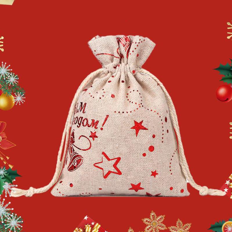 

24pcs 10x14cm Xmas Pattern Candy Gift Bag 1-24 Advent Calendar Bundle With Label & Rope Gift Bag With String