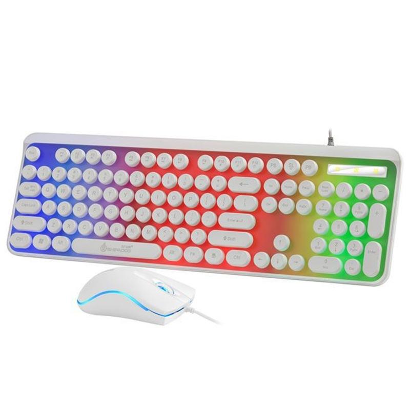 

Eighteen Crossing D290 Punk Key Cap Shining Game Keyboard and Mouse Kit Desktop PC Wired Keyboard and Mouse Set